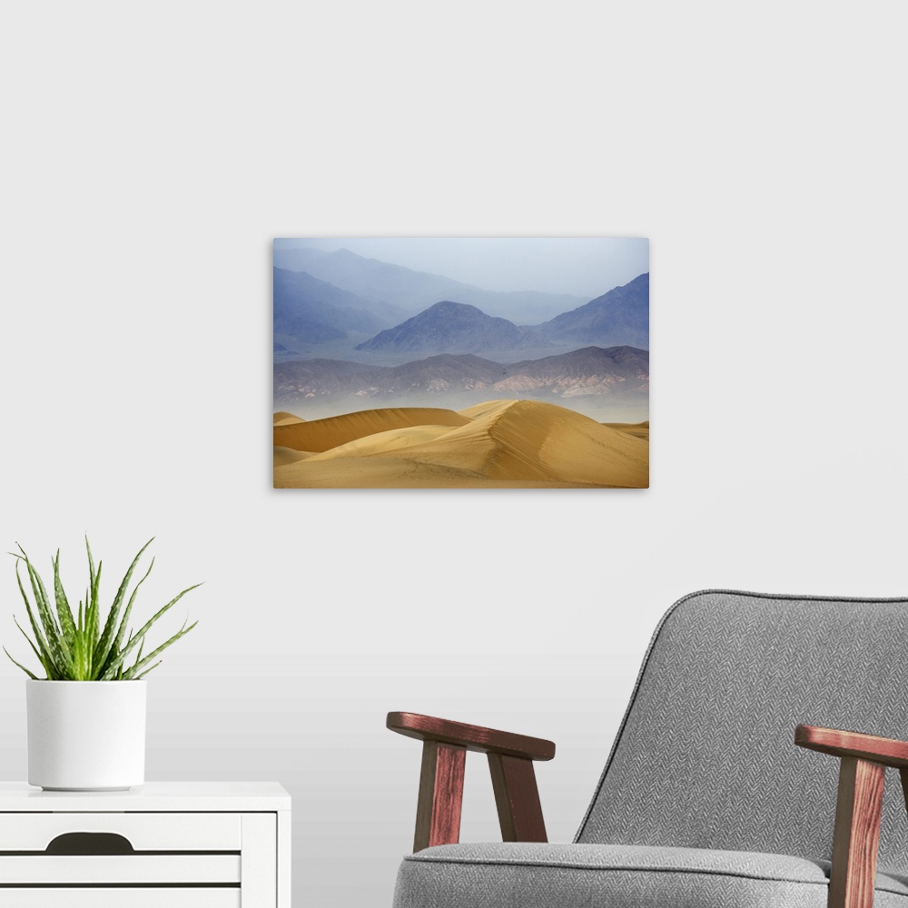 A modern room featuring USA, California, Death Valley National Park. Sand dunes on stormy day. Credit: Dennis Flaherty / ...