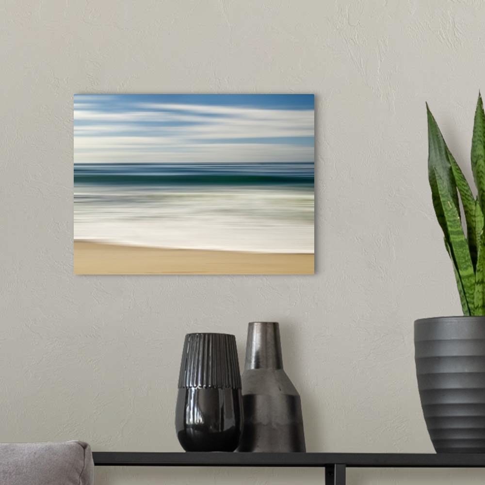 A modern room featuring USA, California, La Jolla, Abstract image of blurred wave at Marine St. Beach