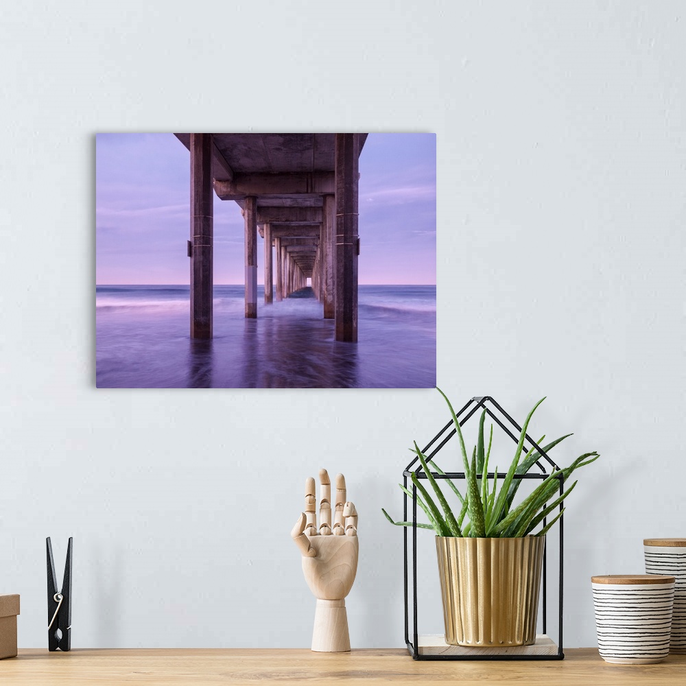 A bohemian room featuring USA, California, La Jolla, Dawn under Scripps Pier at La Jolla Shores