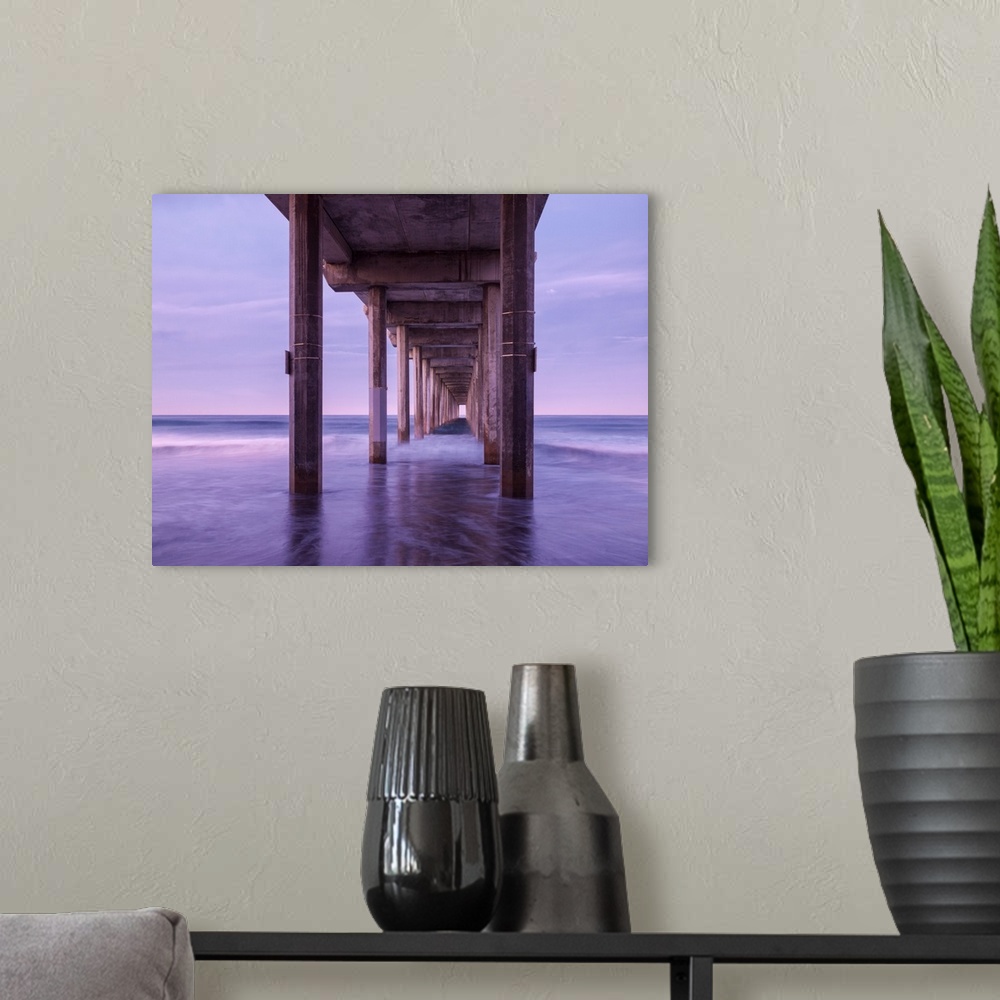 A modern room featuring USA, California, La Jolla, Dawn under Scripps Pier at La Jolla Shores