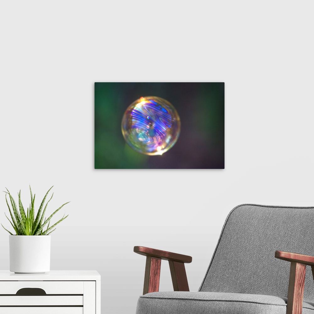 A modern room featuring USA, California. Reflection on floating bubble.
