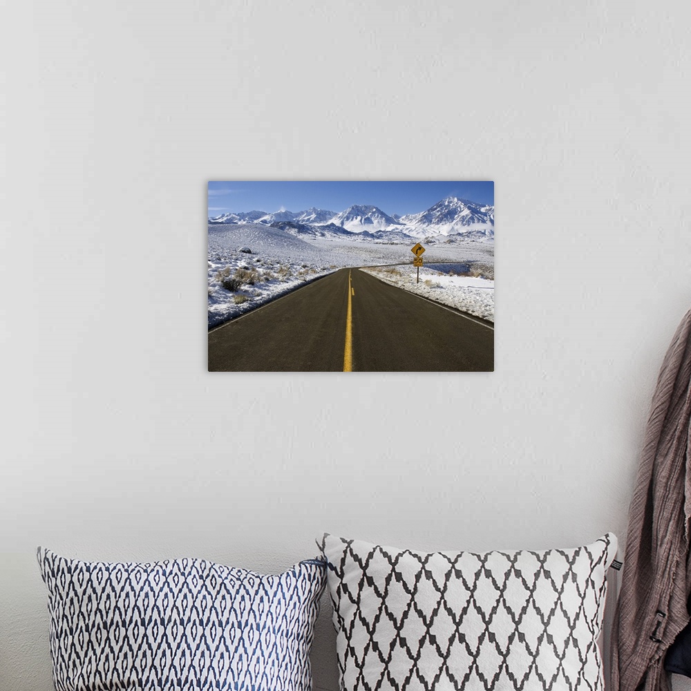 A bohemian room featuring USA, California. Road into Sierra Nevada Mountains in winter. Credit: Dennis Flaherty / Jaynes Ga...