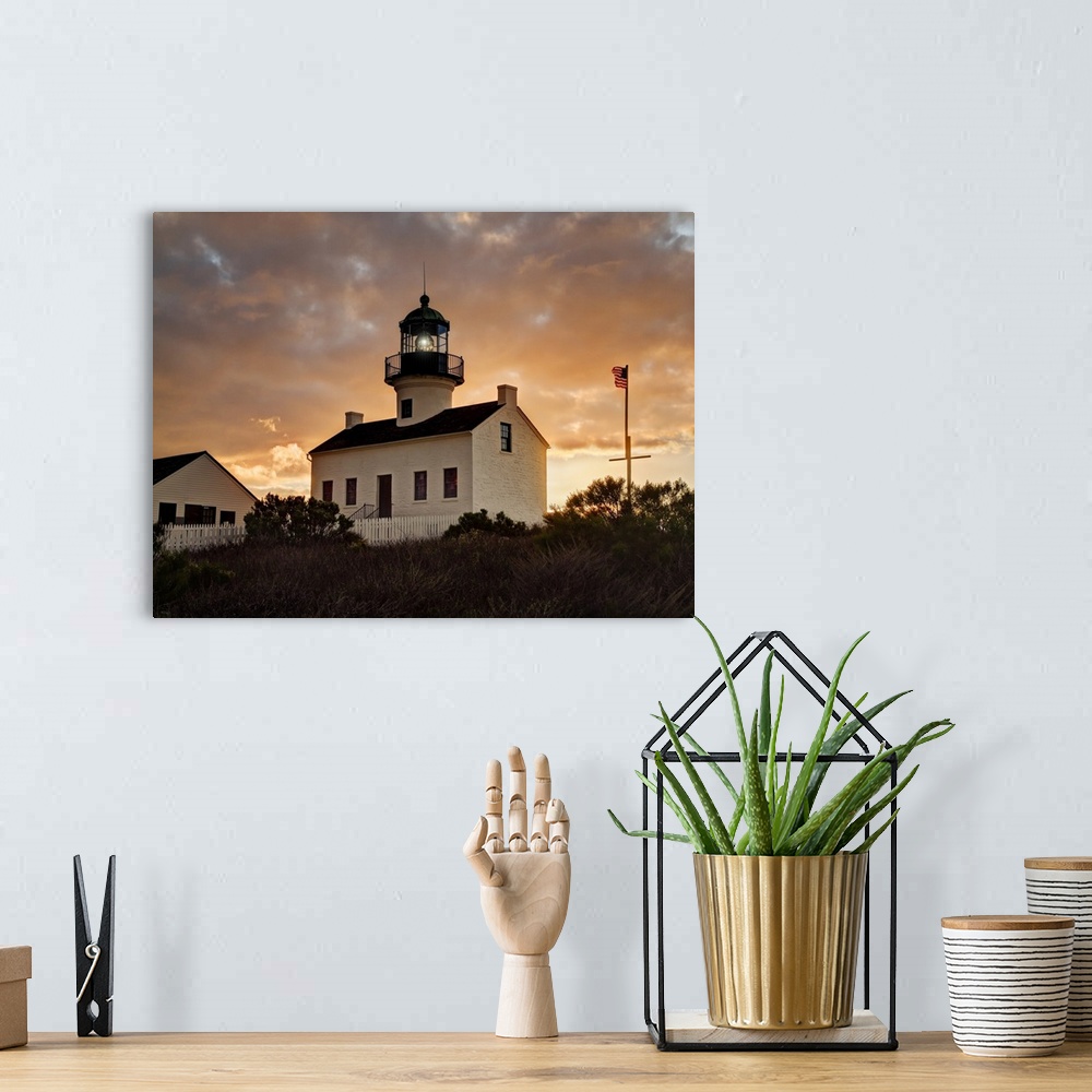 A bohemian room featuring USA, California, San Diego, Old Point Loma Lighthouse at Cabrillo National Monument