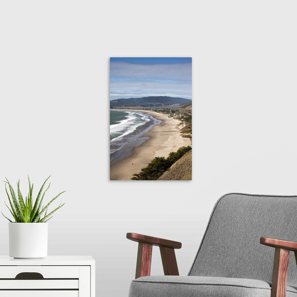 A modern room featuring USA, California, San Francisco Bay Area, Marin County, .elevated view of Stinson Beach