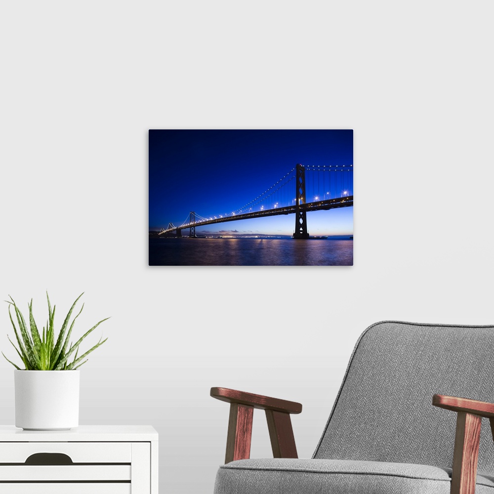 A modern room featuring USA, California, San Francisco, Embarcadero, The Bay Bridge, dawn