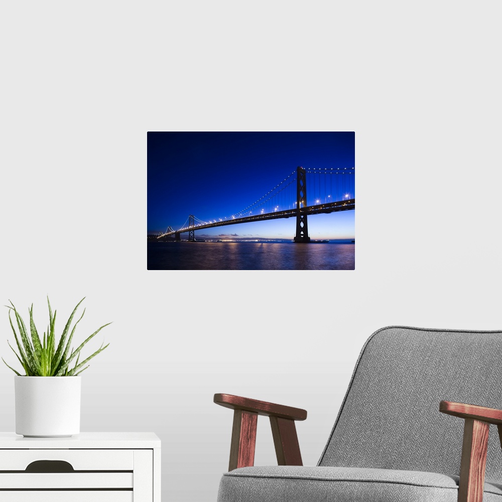 A modern room featuring USA, California, San Francisco, Embarcadero, The Bay Bridge, dawn
