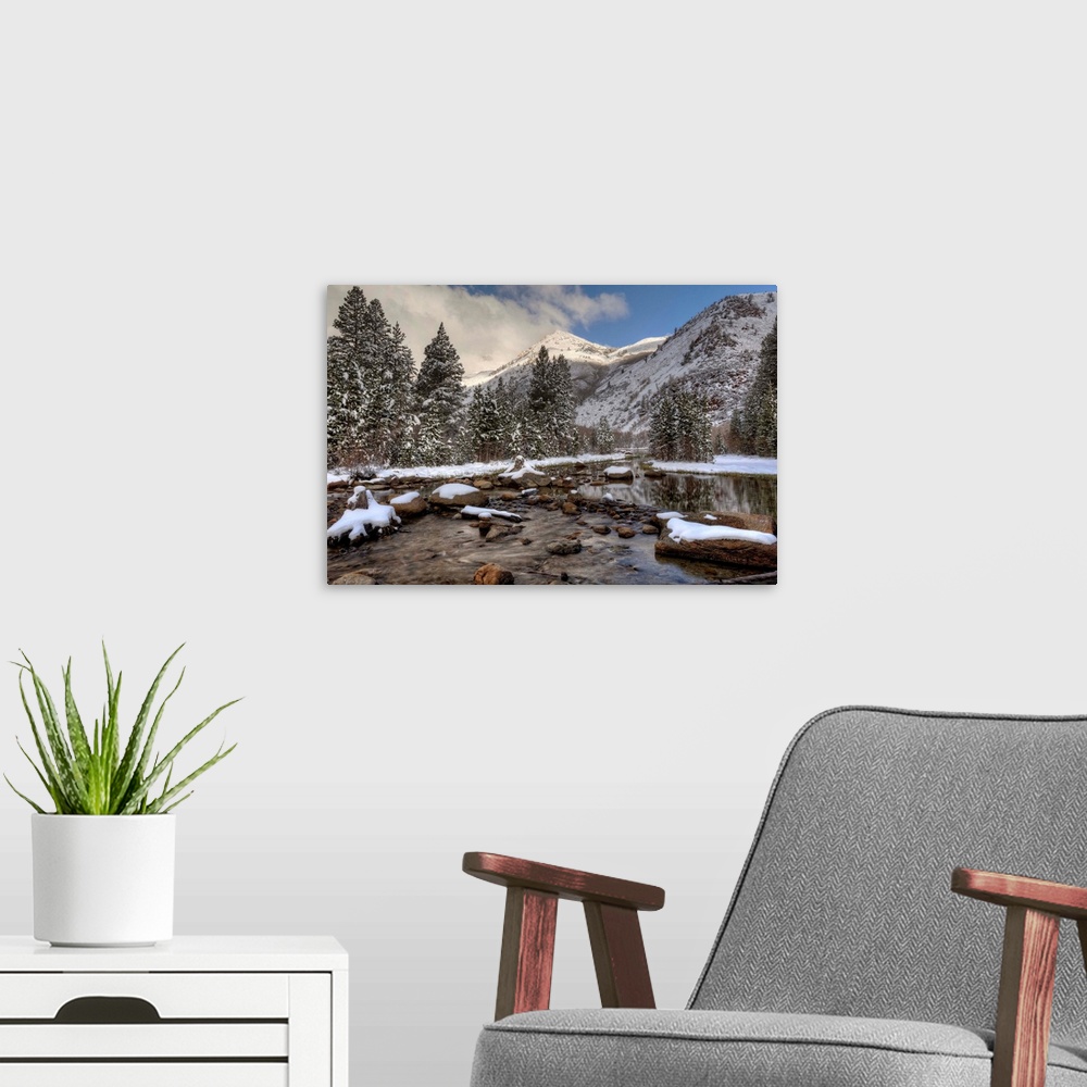 A modern room featuring USA, California, Sierra Nevada Range. Spring snow at North Lake.