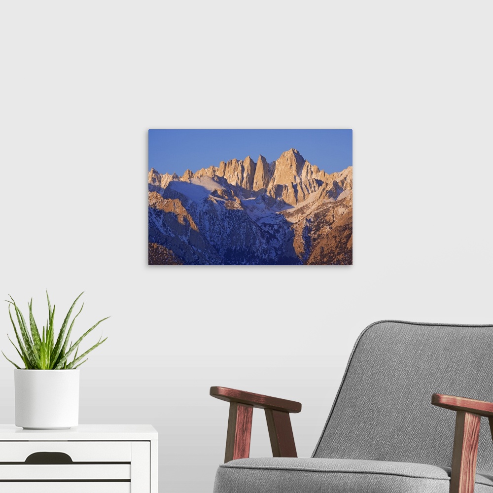 A modern room featuring USA, California, Sierra Nevada Range. Sunlight on Mt. Whitney.
