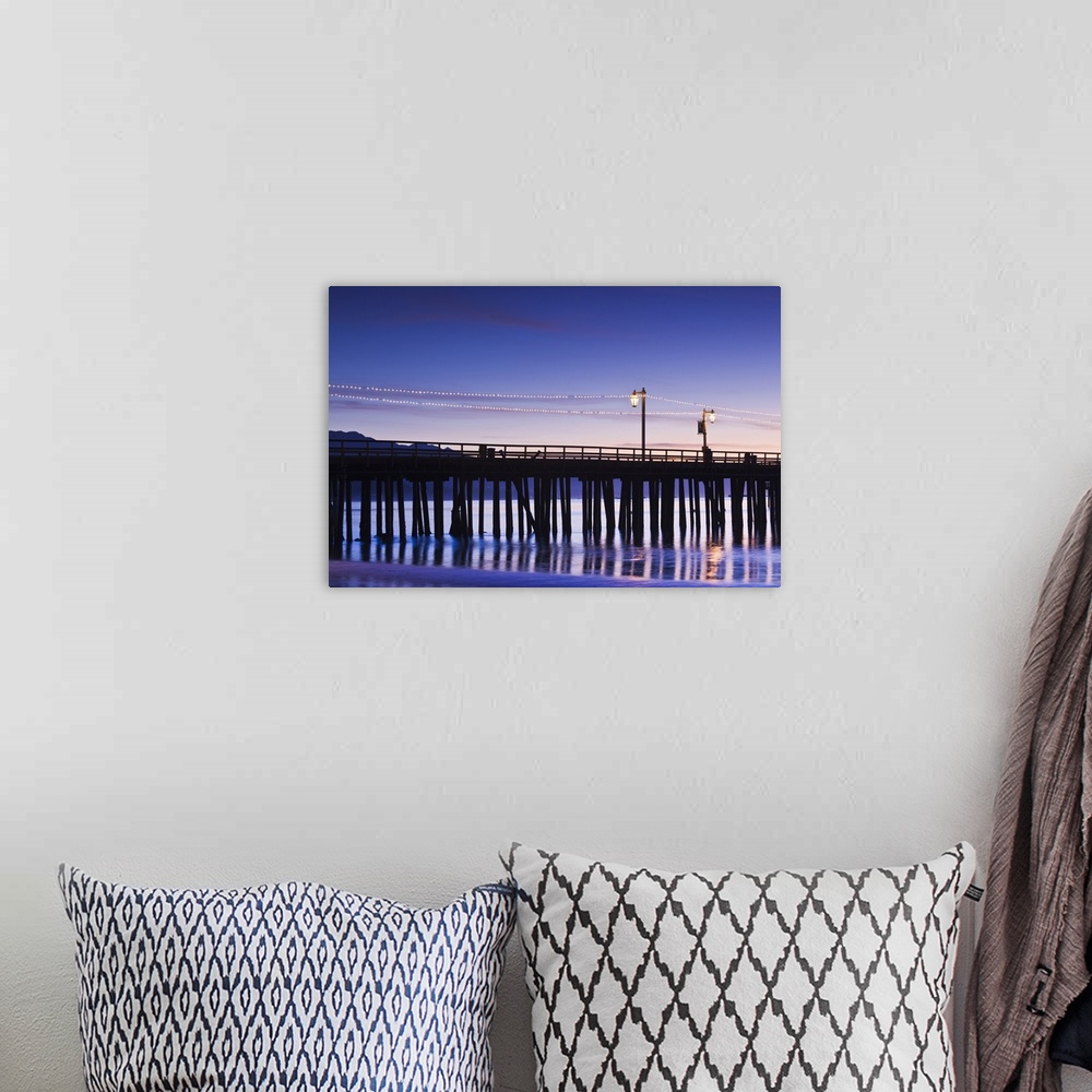 A bohemian room featuring USA, California, Southern California, Santa Barbara, Stearns Wharf, dawn