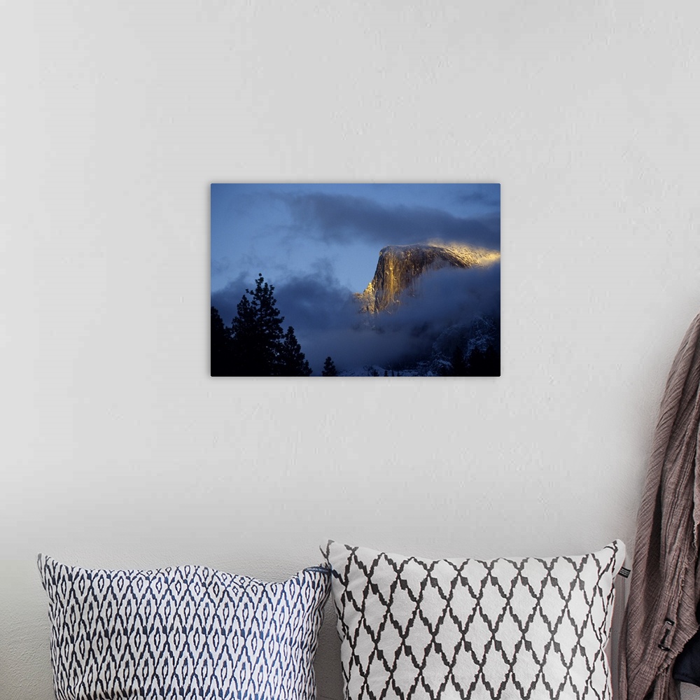 A bohemian room featuring California, Yosemite National Park, Half Dome at sunset, December.