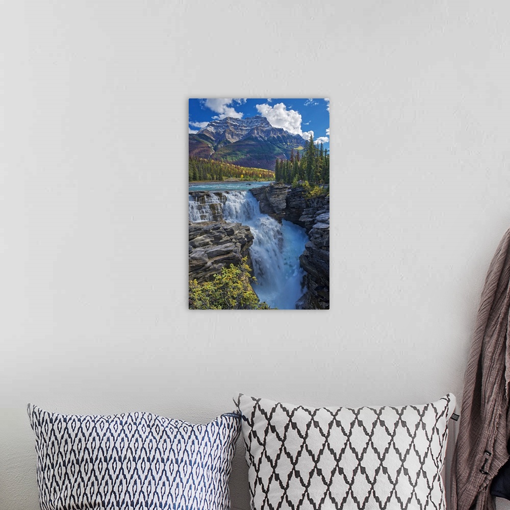 A bohemian room featuring Canada, Alberta, Jasper national park. Athabasca river at Athabasca falls.