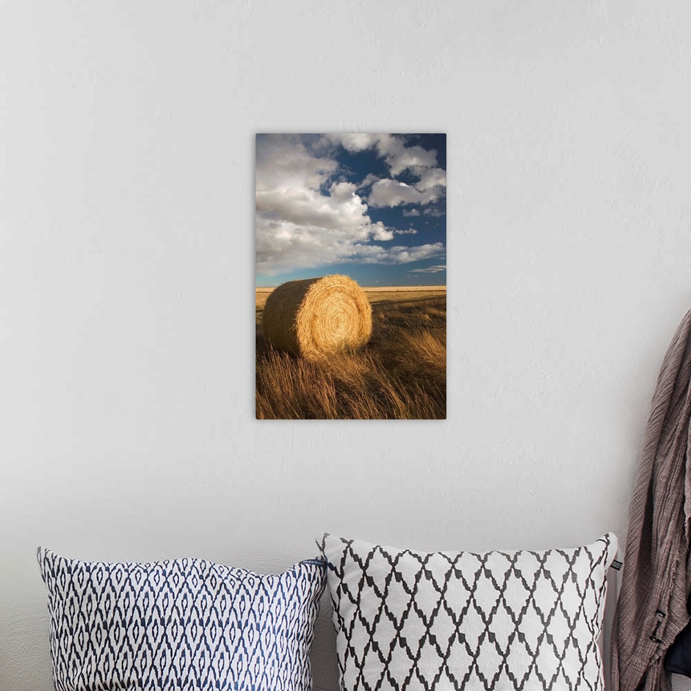 A bohemian room featuring Canada, Alberta, Stand Off, Landscape with Dramatic Sky and Hay Roll