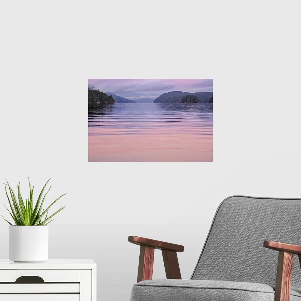 A modern room featuring Canada, British Columbia, Calvert Island. Sunset reflections on water. Credit as: Don Paulson / J...