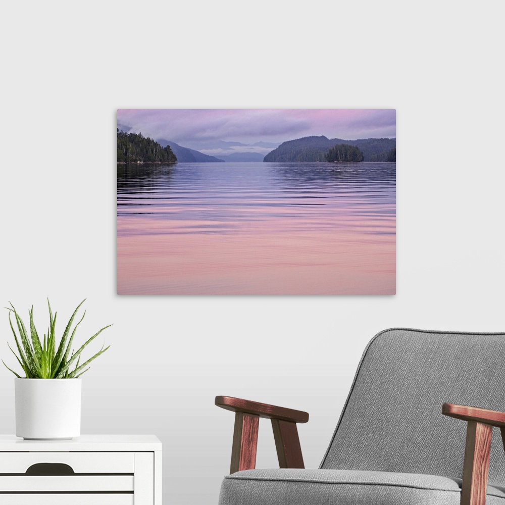 A modern room featuring Canada, British Columbia, Calvert Island. Sunset reflections on water. Credit as: Don Paulson / J...