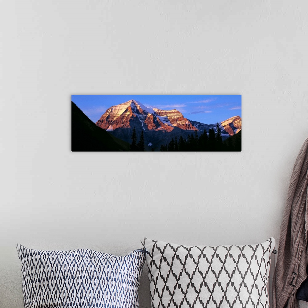 A bohemian room featuring Canada, British Columbia, Mt Robson. The striation on Mount Robson, a World Heritage Site, is acc...