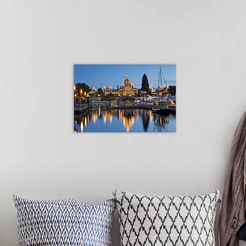 A bohemian room featuring Canada, British Columbia, Victoria, Inner Harbour at Dusk