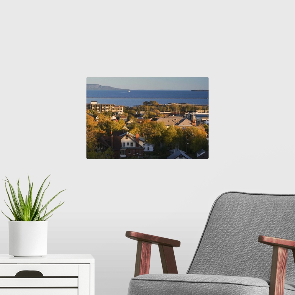 A modern room featuring CANADA-Ontario-Thunder Bay: .Town View from Hillcrest Park / Sunset