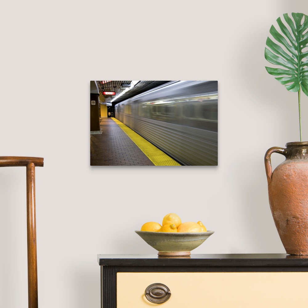 A traditional room featuring Canada, Ontario, Toronto. Blur of a speeding subway train. Credit as: Wendy Kaveney / Jaynes Gall...