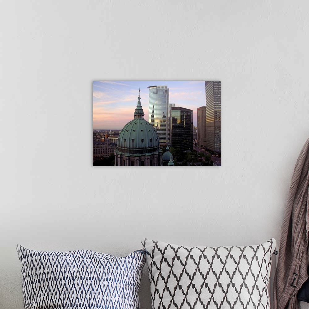 A bohemian room featuring Canada, Quebec, Montreal. Dawn reflection, Mary Queen of the World Cathedral dome (aka Cathedrale...