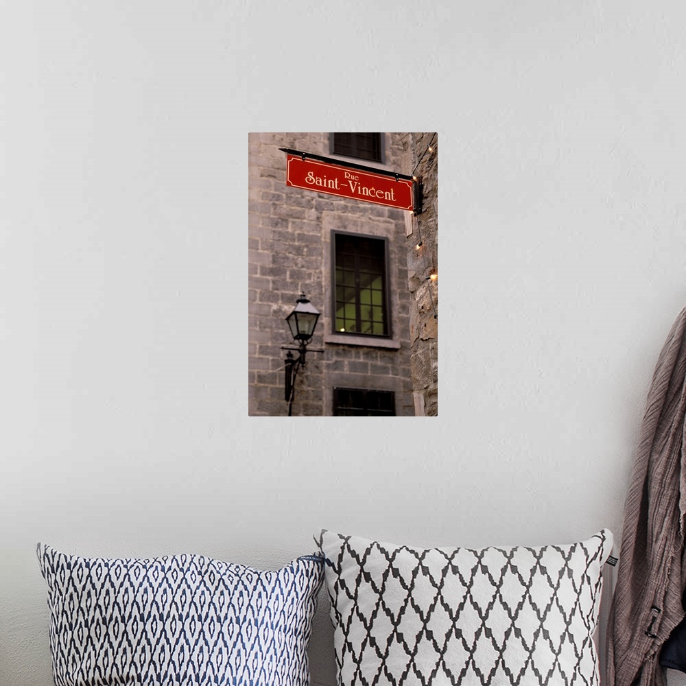 A bohemian room featuring Canada, Quebec, Montreal, Old Montreal, street sign detail