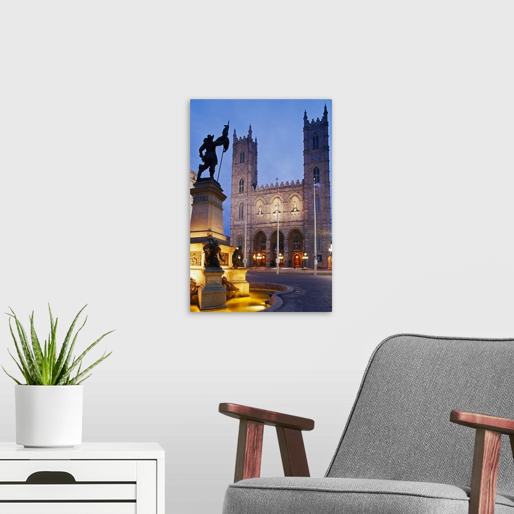 A modern room featuring Canada, Quebec, Montreal, Place d'Armes Square, Notre-Dame Basilica and Maisonneuve Monument of s...