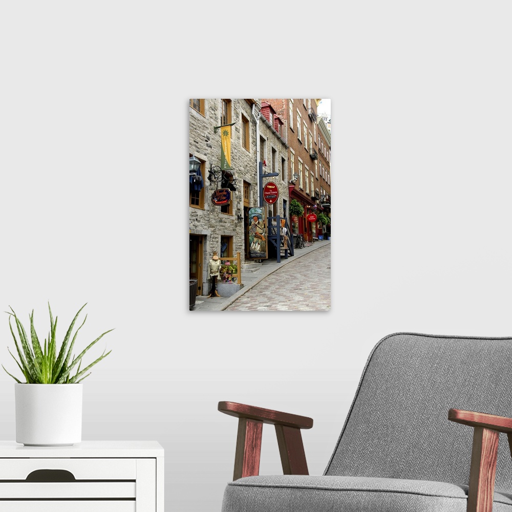 A modern room featuring Canada, Quebec, Quebec City. Old Quebec, narrow shop lined streets. IMAGE RESTRICTED: Not availab...