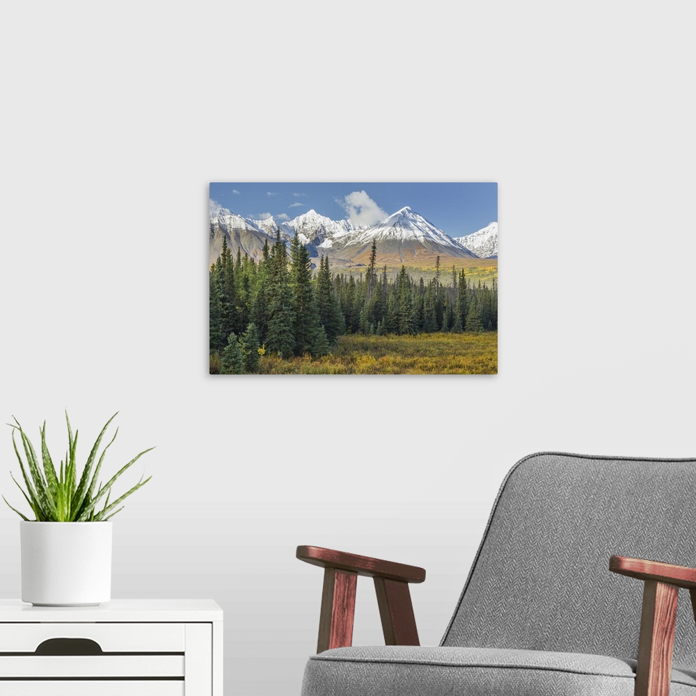 A modern room featuring Canada, Yukon Territory, Kluane National Park.  Landscape with St. Elias Range.