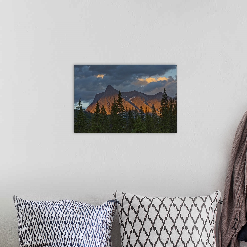 A bohemian room featuring Sunset, alpenglow, from Kicking Horse River, Canadian Rockies, Yoho NP, British Columbia, Canada.