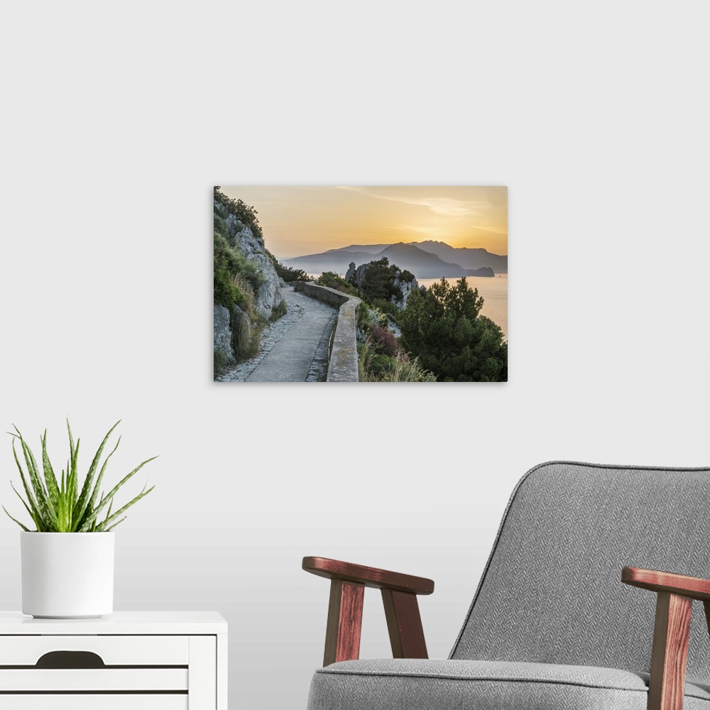 A modern room featuring Europe, Italy, Isle of Capri, Sunrise Over the Sorrento Peninsula.