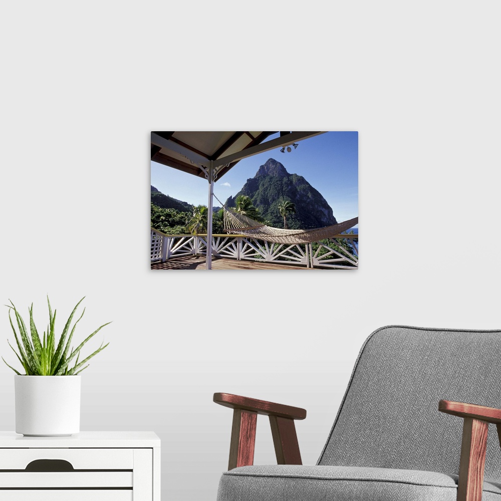 A modern room featuring Caribbean, BWI, St. Lucia, The Pitons from Stonefield Estate.
