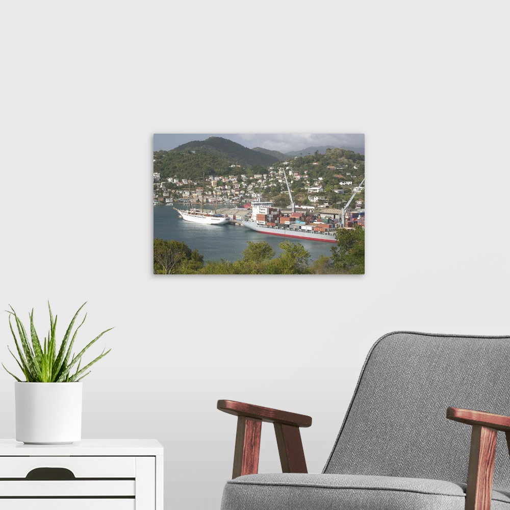 A modern room featuring Caribbean, GRENADA, St. George's.St. George's Harbor, The Carenage.Shipping in the Harbor