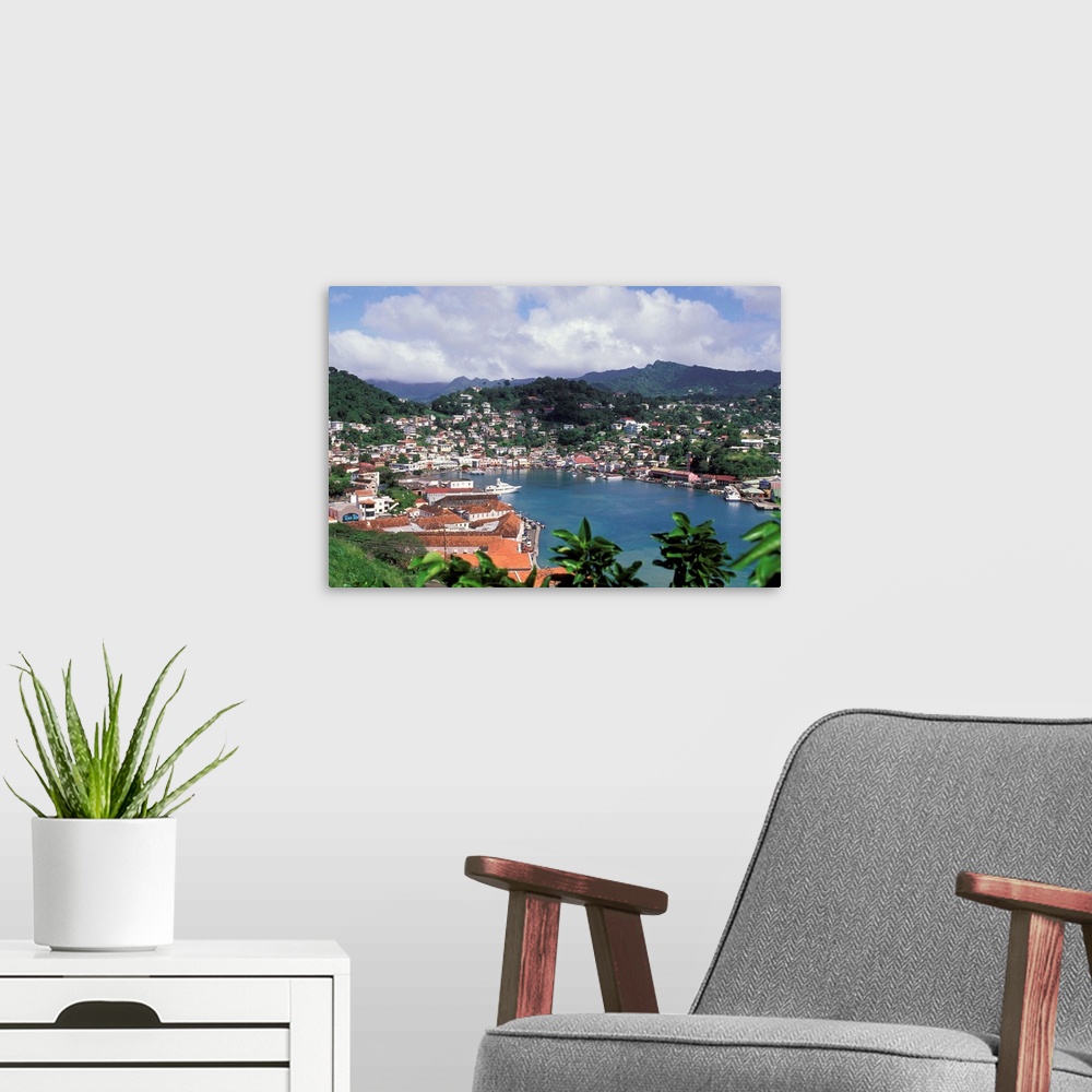 A modern room featuring Caribbean, Grenada. View of St. Georges, capital and main port of Grenada