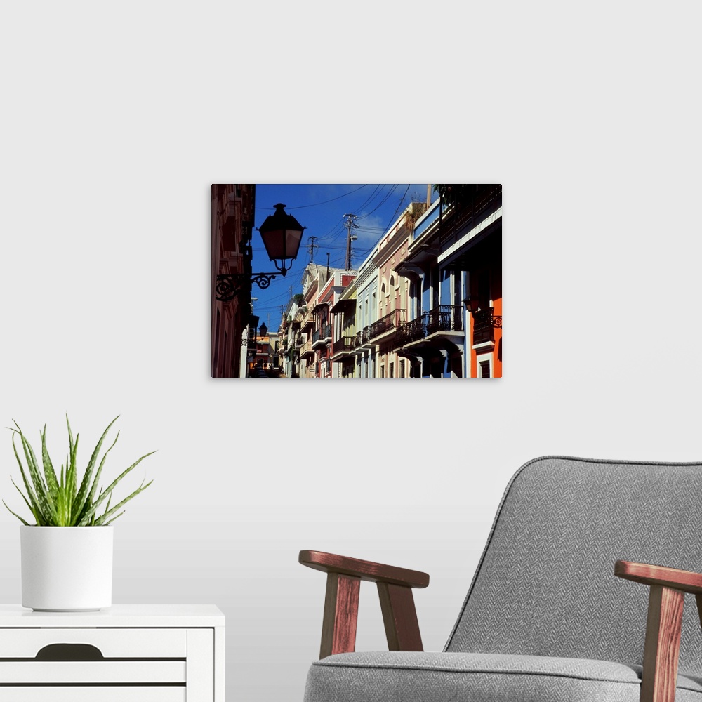 A modern room featuring Caribbean, USA, Puerto Rico, Old San Juan. Street Scene