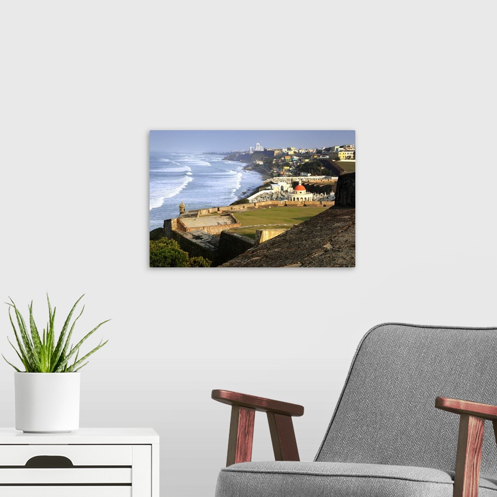 A modern room featuring Caribbean, Puerto Rico, San Juan. View of city from Fort San Cristobal. Credit as: Dennis Flahert...
