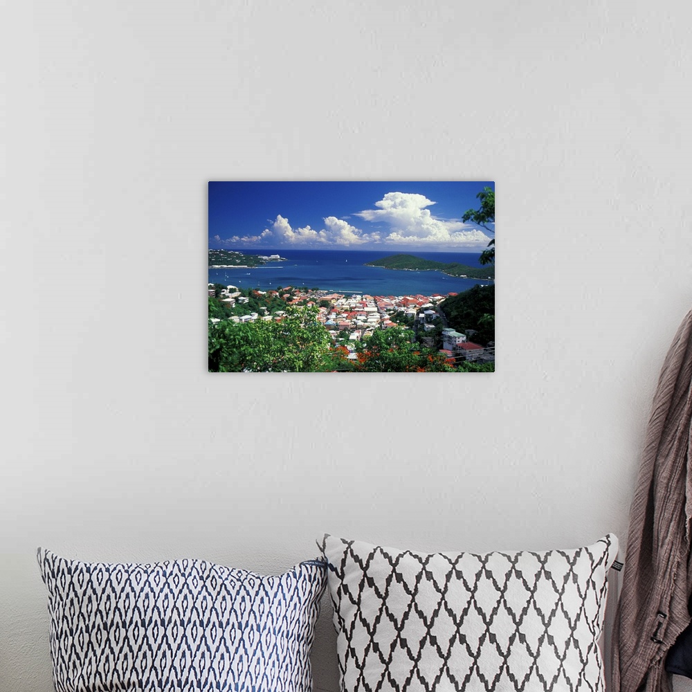 A bohemian room featuring CARIBBEAN, St. Thomas, Charlotte Amalie.View overlooking town and bay