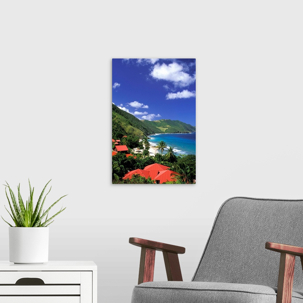 A modern room featuring Caribbean, US Virgin Islands, St. Croix, Cane Bay. Carambola Beach Resort, resort overview