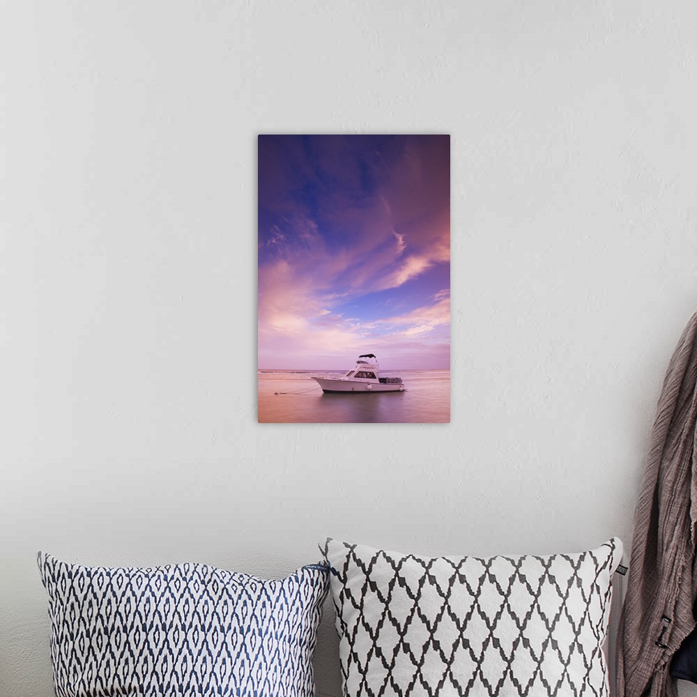 A bohemian room featuring CAYMAN ISLANDS - CAYMAN BRAC - West End: Sunset with Dive Boats