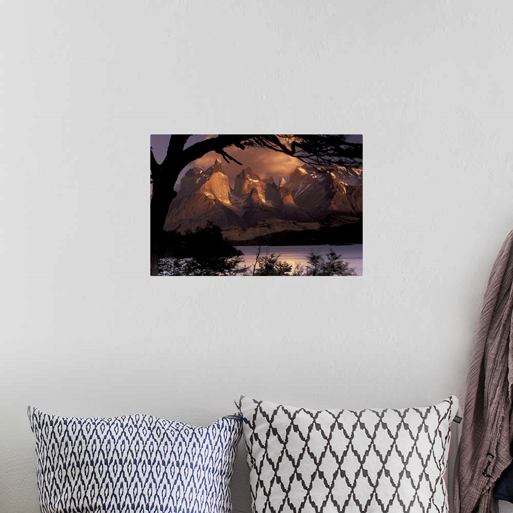 A bohemian room featuring Chile, Torres Del Paine National Park, landscape.