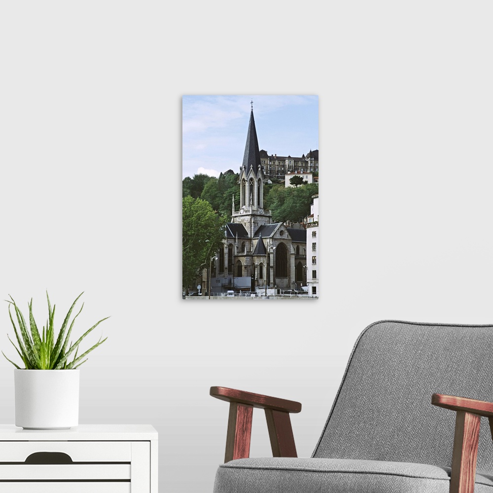 A modern room featuring Church by the river in Lyon, France