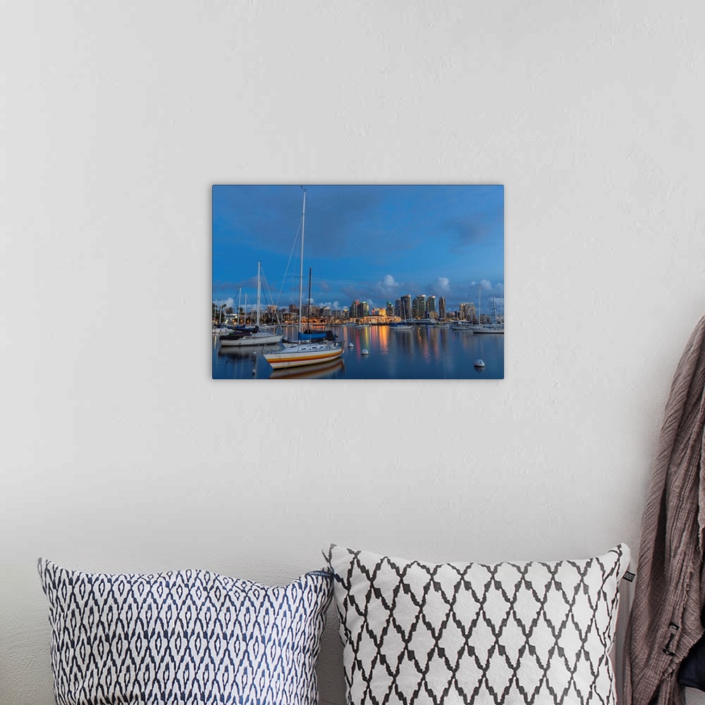 A bohemian room featuring City skyline from harbor in San Diego, Caifornia, USA