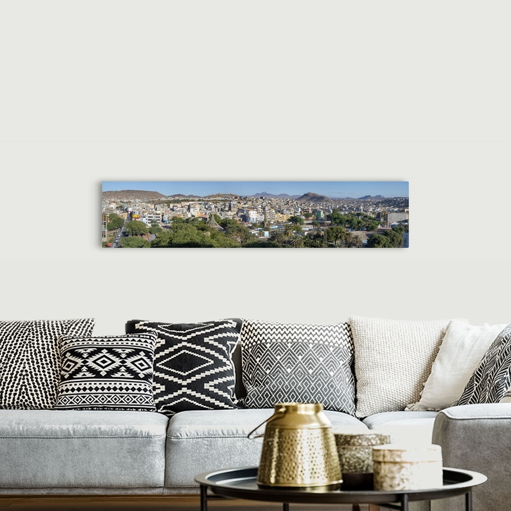 A bohemian room featuring City View From Plato Towards The Western Quarters, Cape Verde