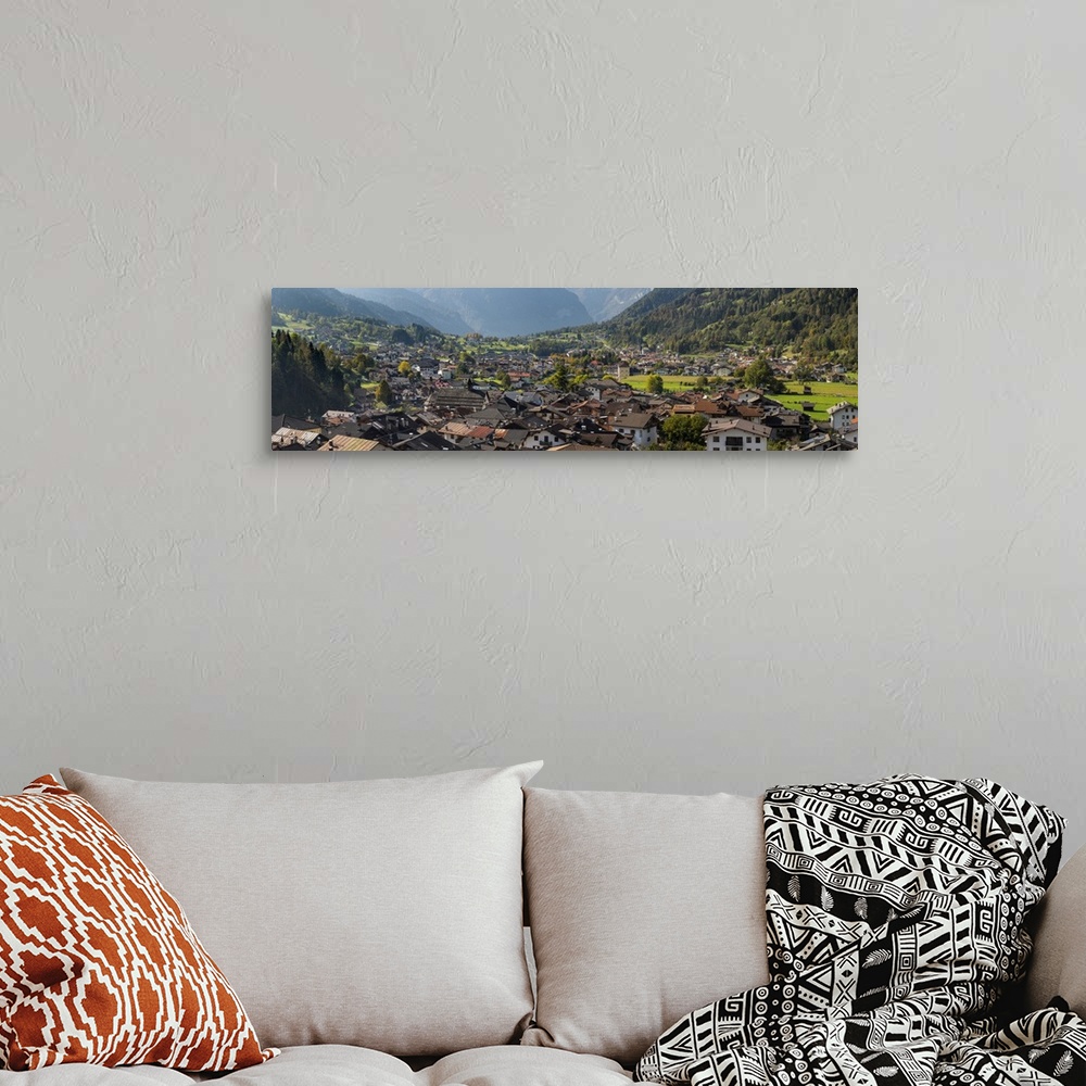 A bohemian room featuring City View Of Tonadico In The Valley Of Primiero In The Dolomites Of Trentino, Italy
