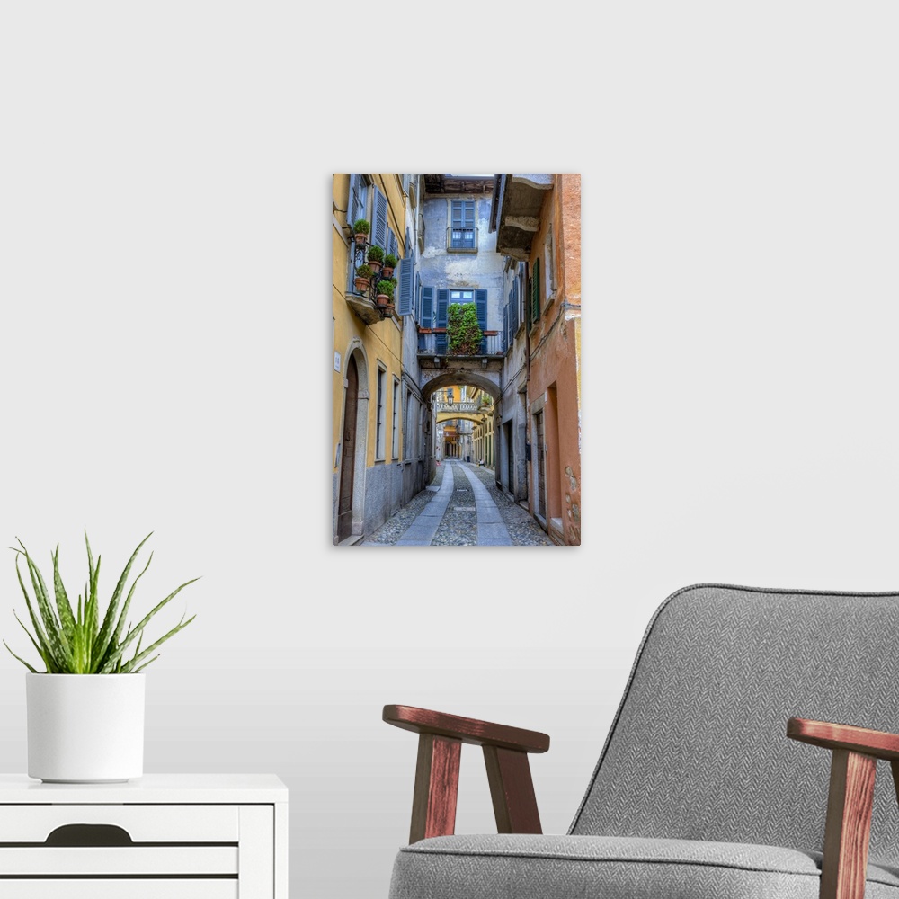 A modern room featuring Cityscape. Orta San Giulio. Piedmont, Italy.