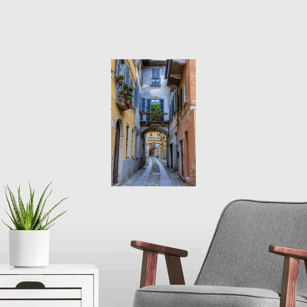A modern room featuring Cityscape. Orta San Giulio. Piedmont, Italy.