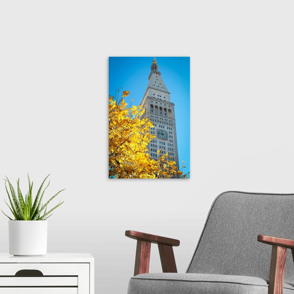 A modern room featuring Clock tower near Madison Square park, New York City, NY. USA