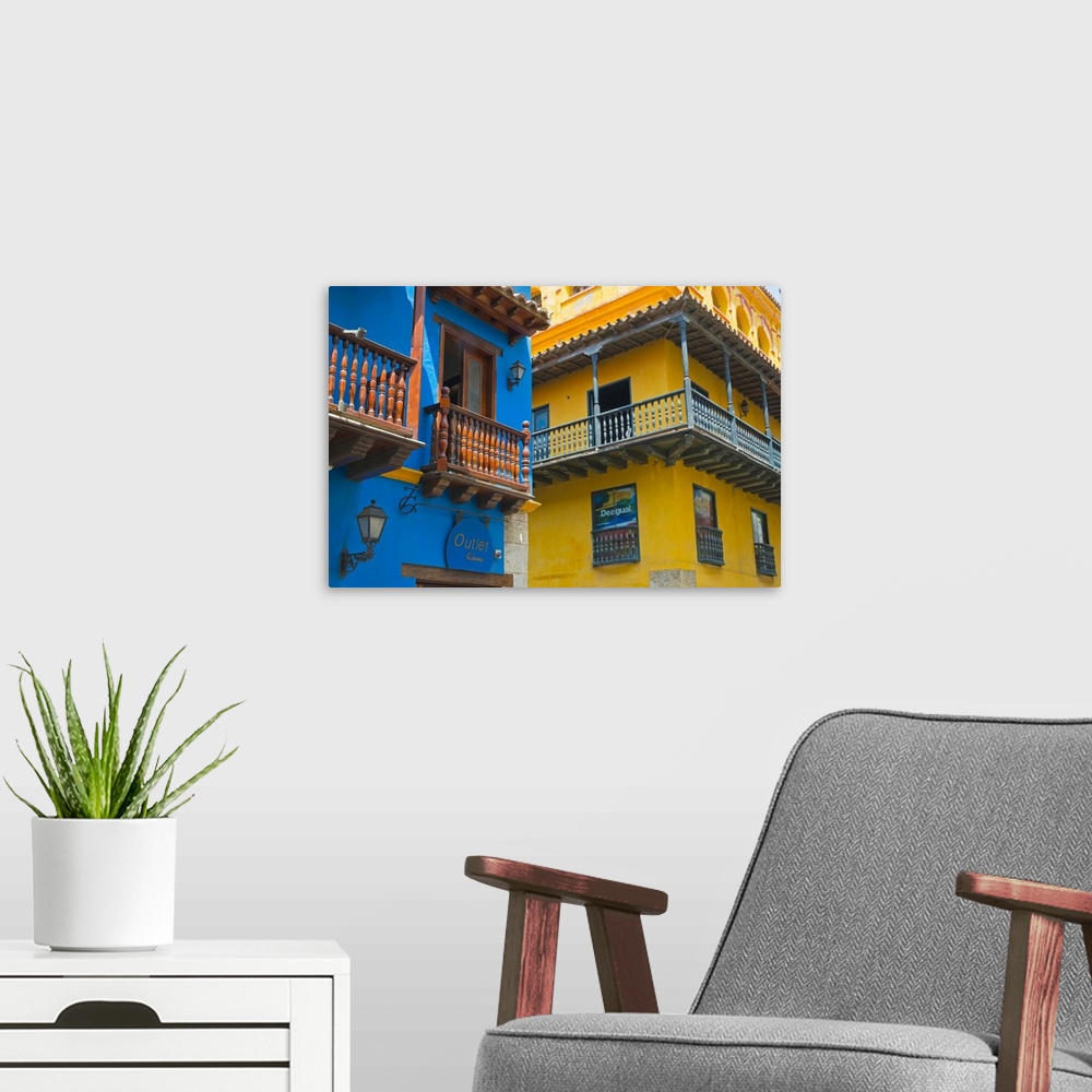 A modern room featuring Colonial Houses In The Old Town, Cartagena, Bolivar Department, Colombia