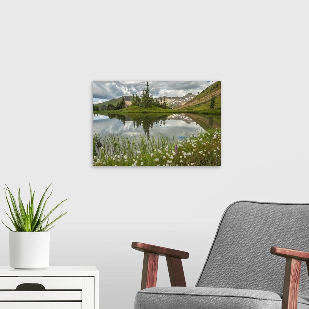 A modern room featuring USA, Colorado, Gunnison National Forest. Paradise Divide and pond reflection.