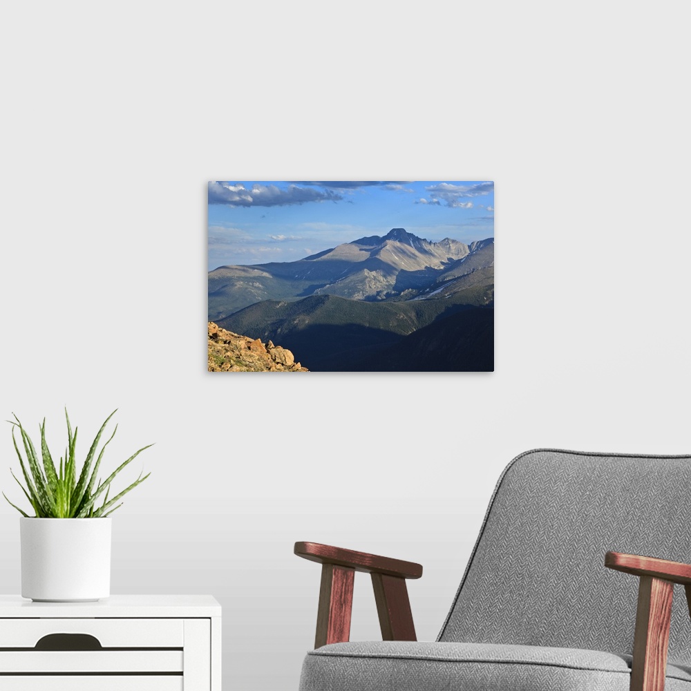 A modern room featuring USA, Colorado, Rocky Mountain National Park, Long's Peak from Forest Canyon Overlook