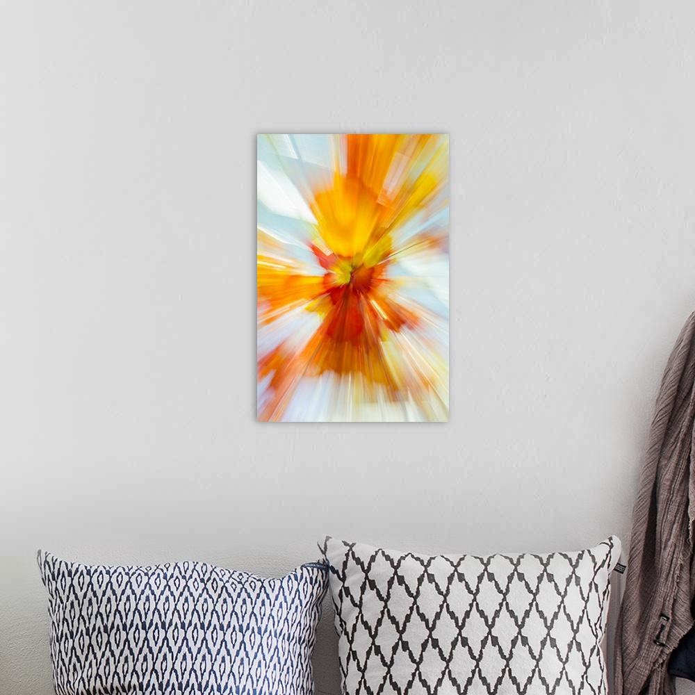 A bohemian room featuring Colorful glass with blurred motion effect.