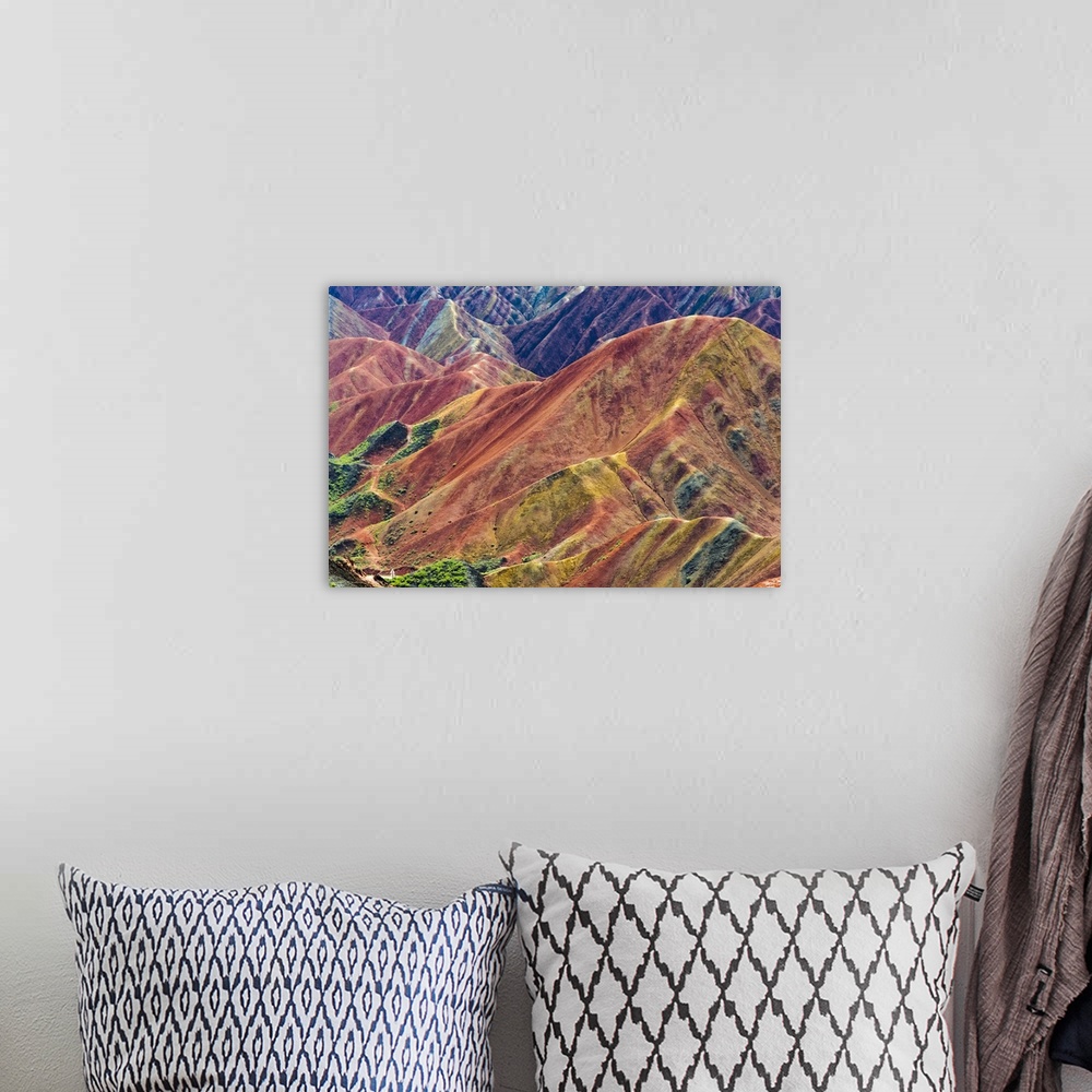 A bohemian room featuring Colorful Mountains In Zhangye National Geopark, Zhangye, Gansu Province, China